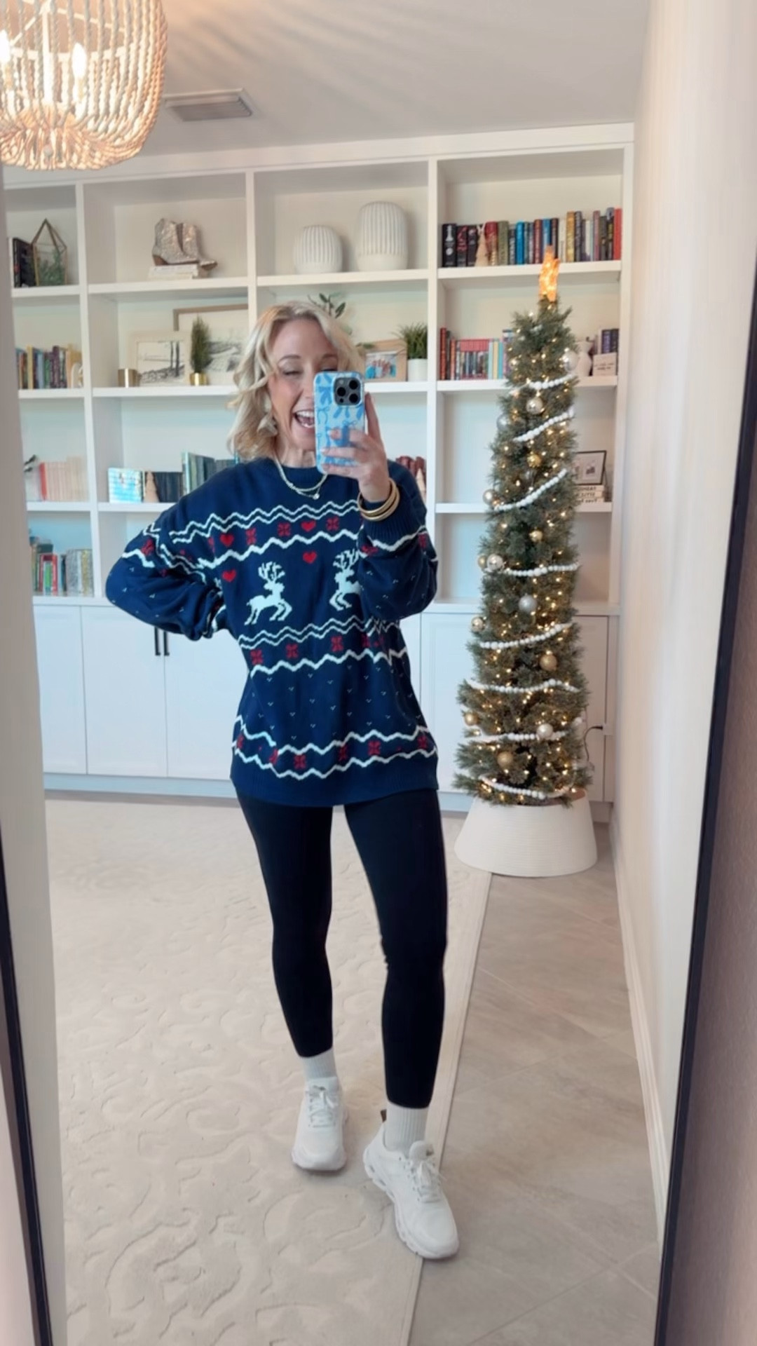 Fair Isle Oversized Pullover Sweater - size small. * Black Leggings - size small. * Sneakers - tts.

#LTKOver40#LTKHoliday#LTKFindsUnder50 

 