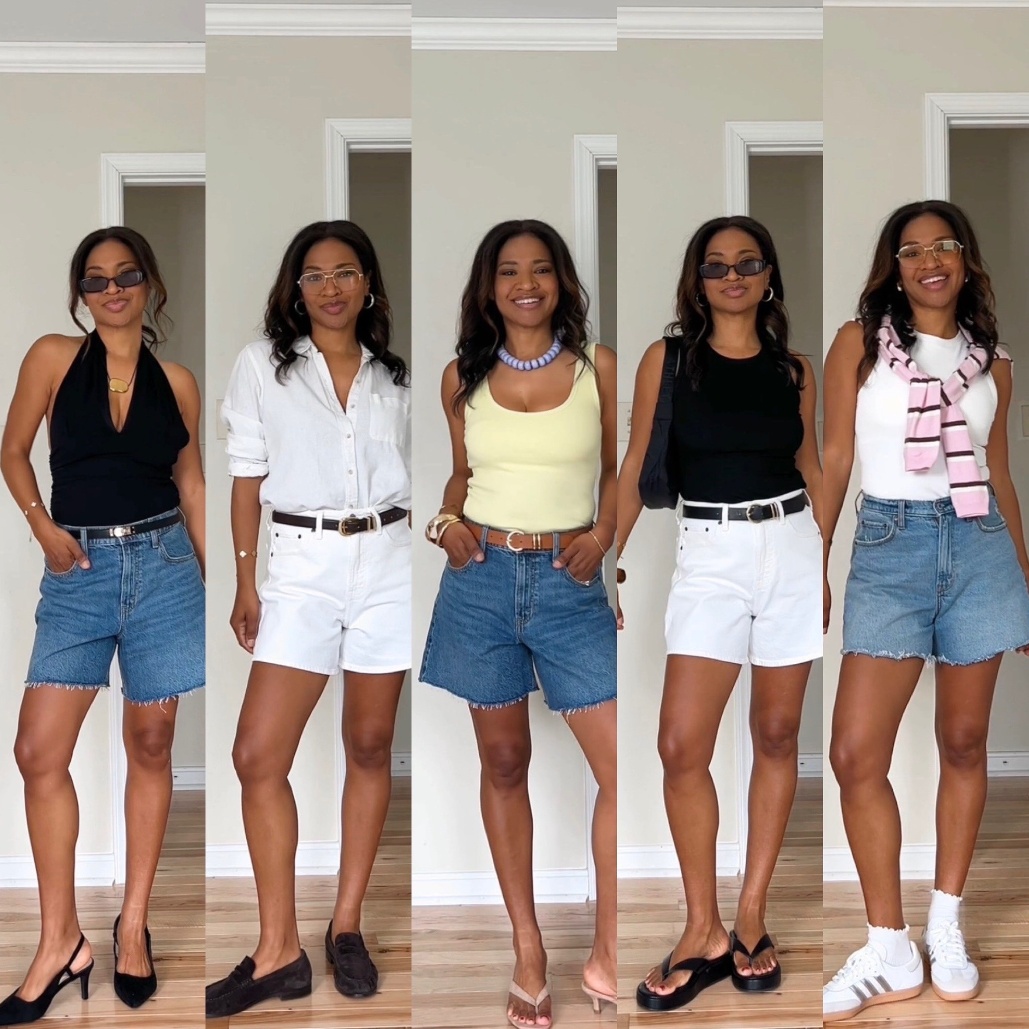 Wearing a size 27 in all of the shorts in the “Curve Love”. Linking them in the regular dad short as well. Linking similar black halter top, and similar white button down since mine are OOS.

#LTKgrwm #LTKOver40