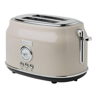 Dorset 900-Watt 2-Slice Wide Slot Putty Retro Toaster with Removable Crumb Tray and Adjustable Settings | The Home Depot