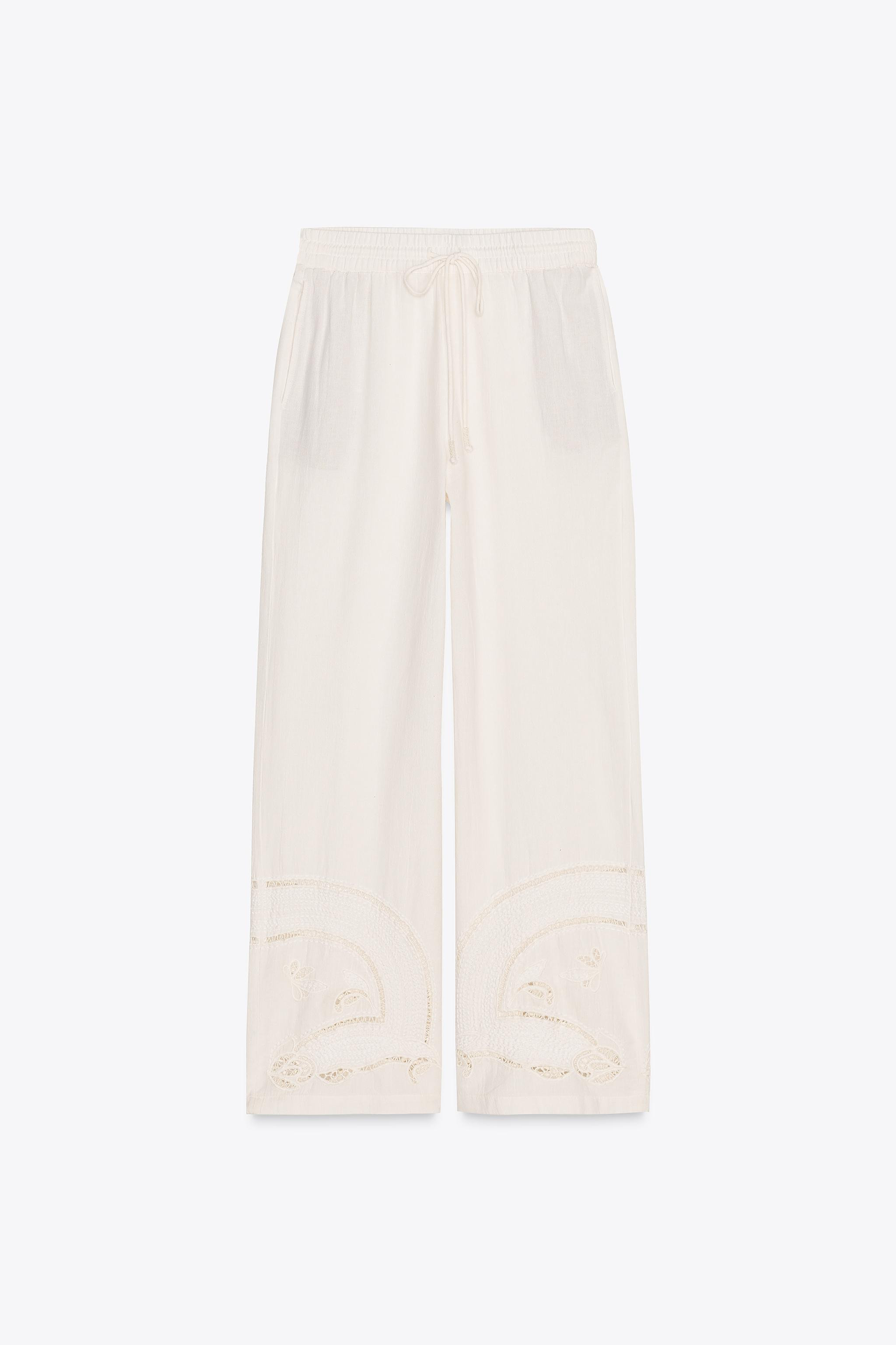 ZW COLLECTION EMBROIDERED PYJAMA TROUSERS | Zara UK