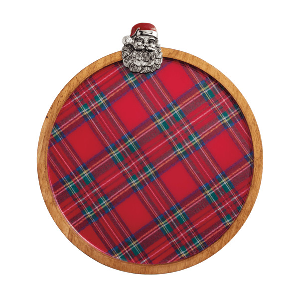 Metal Santa Tartan Board | Mud Pie