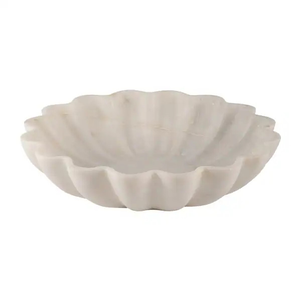 Sagebrook Home Marble, 12"D Shell Shaped Tray, White, Round, 3"H, Solid Color - 12.0" x 12.0" x 3... | Bed Bath & Beyond