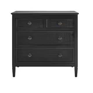 Home Decorators Collection Marsden Black 3-Drawer Cane Chest of Drawers (38 in W. X 36 in H.) 056... | The Home Depot