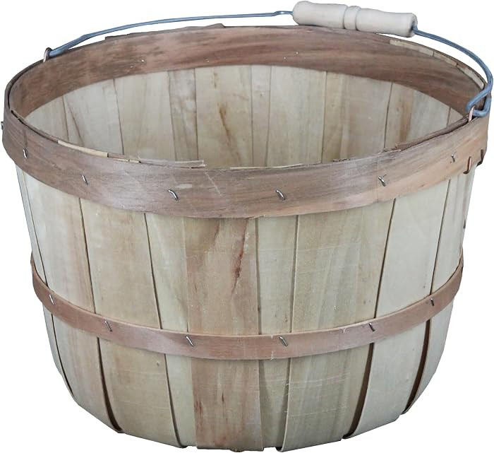One Peck Basket With Handle - Set of 3 - Natural Unfinished Pine Wood Apple Basket - Durable Bush... | Amazon (US)