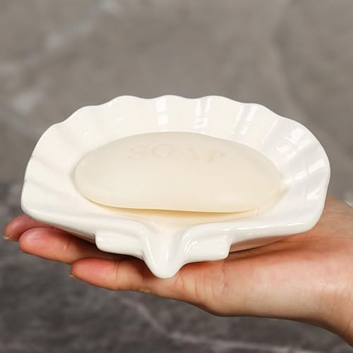 Ceramic Soap Holder, Sea-Shell Soap Tray with Self Draining, Soap Tray for Sink Washroom Bathroom... | Amazon (US)