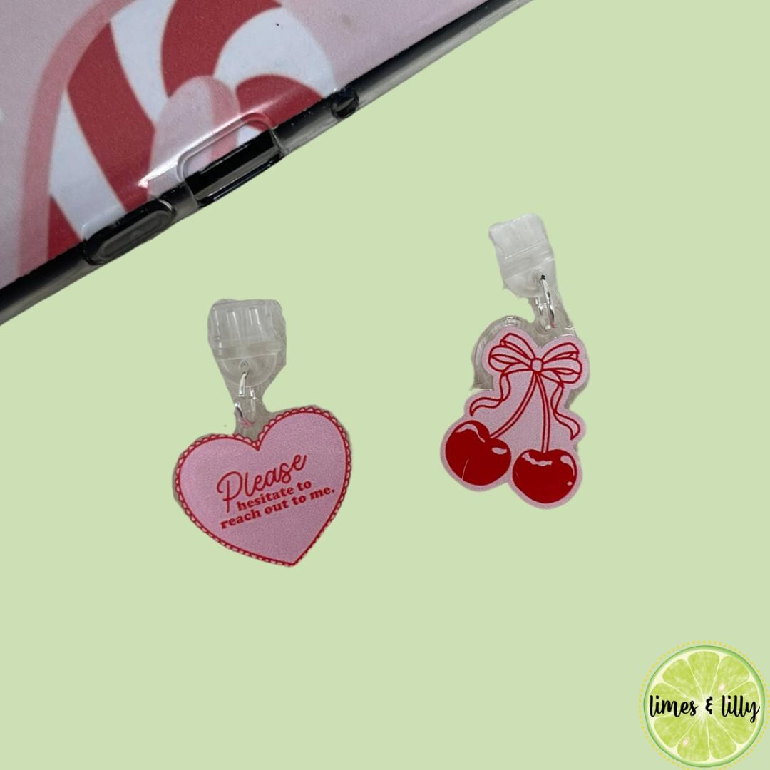 Kindle Charm, Phone Charm, USB Charm, Cherry Heart, Kindle Dust Plug Charm, Bookish Merch, Bookis... | Etsy (US)