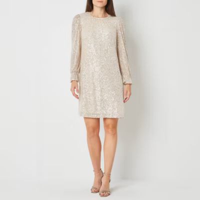 new!Maia Long Sleeve Sequin Shift Dress | JCPenney