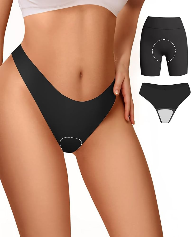 Vertvie Seamless Thongs for Women No Show Thong Panty Liners Invisible Workout Panties Sexy Breat... | Amazon (US)