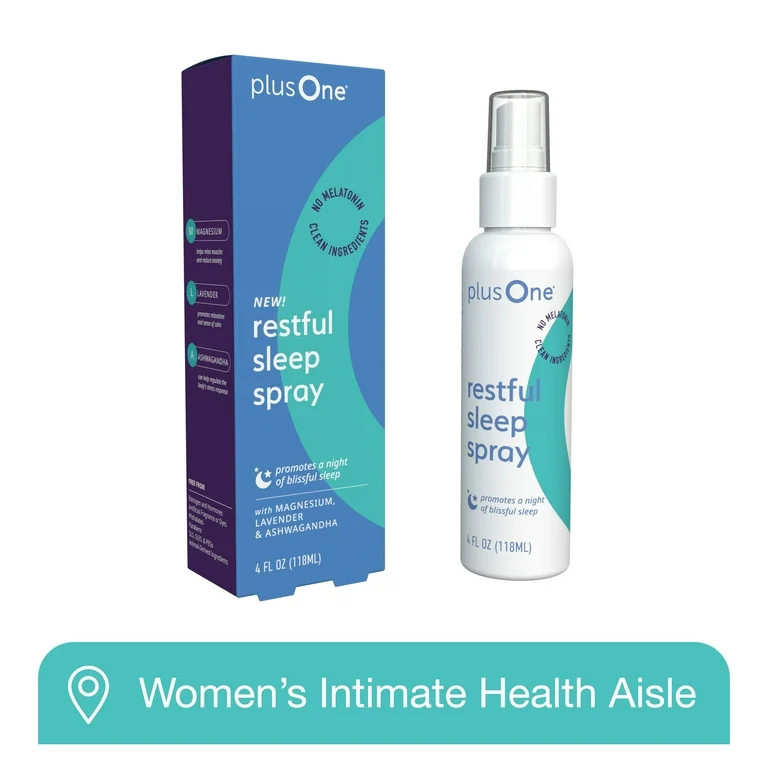 plusOne Restful Sleep Spray with Magnesium, Ashwagandha and Lavender, 4 Fl oz Spray Bottle | Walmart (US)
