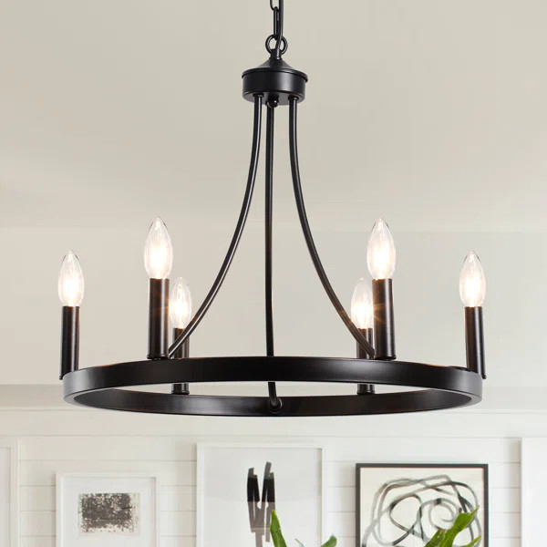 Semiko 6 - Light Dimmable Wagon Wheel Chandelier | Wayfair North America