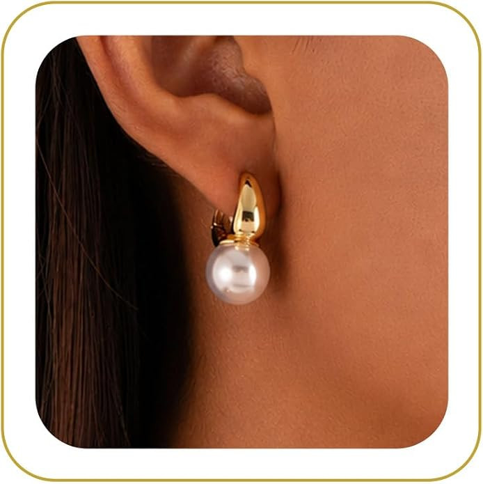 CHESKY Pearl Earrings for Women, Dainty 14K Gold Plated/Silver Plated Drop Quality Handpicked AAA... | Amazon (US)
