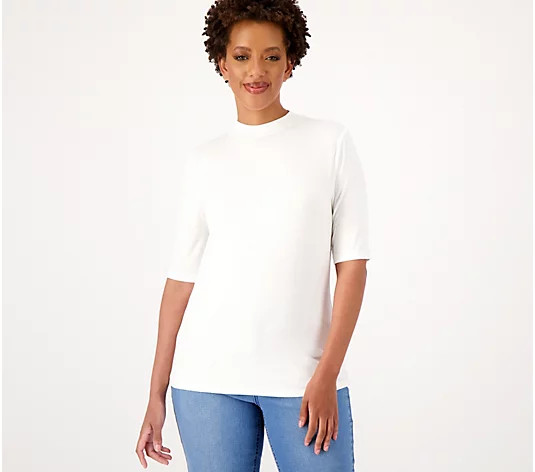 Girl With Curves Mock Neck Knit Tee - QVC.com | QVC