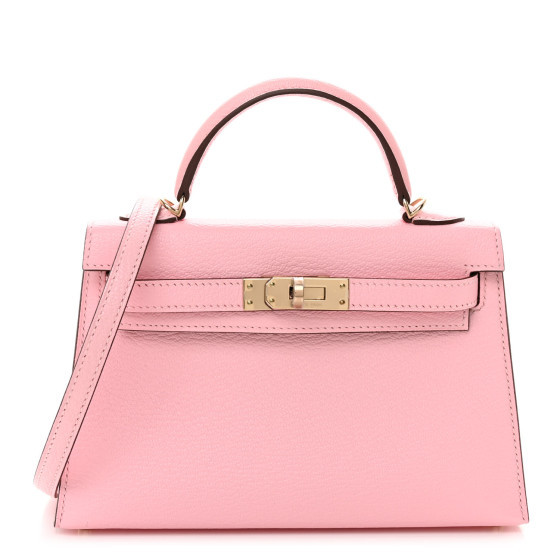 HERMES Chevre Mysore Horseshoe Mini Kelly Sellier 20 Rose Sakura Gris Perle | FASHIONPHILE (US)