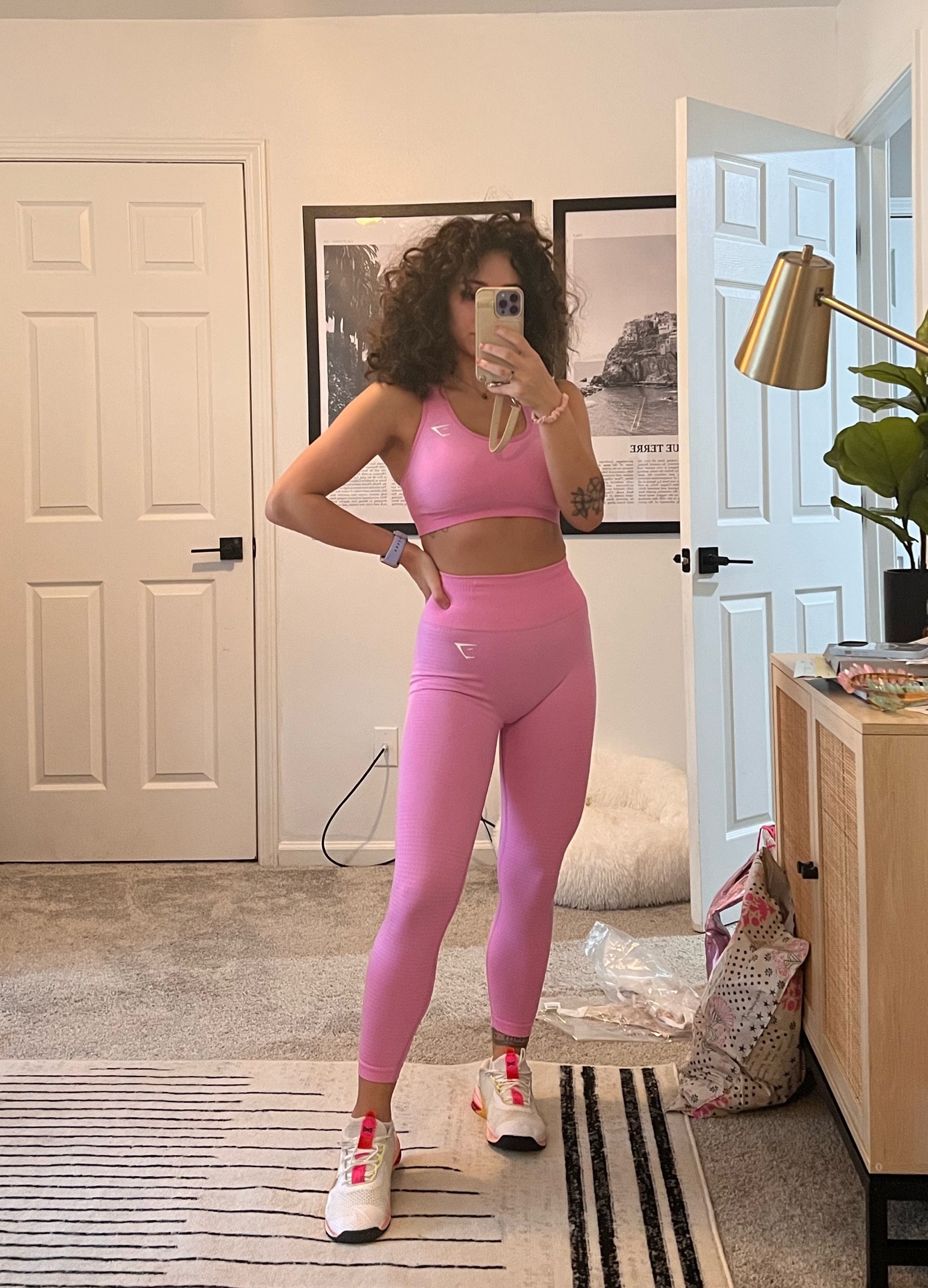 rare bloggers influencer sold out GYMSHARK VITAL SEAMLESS 2 piece PINK XS  SET 