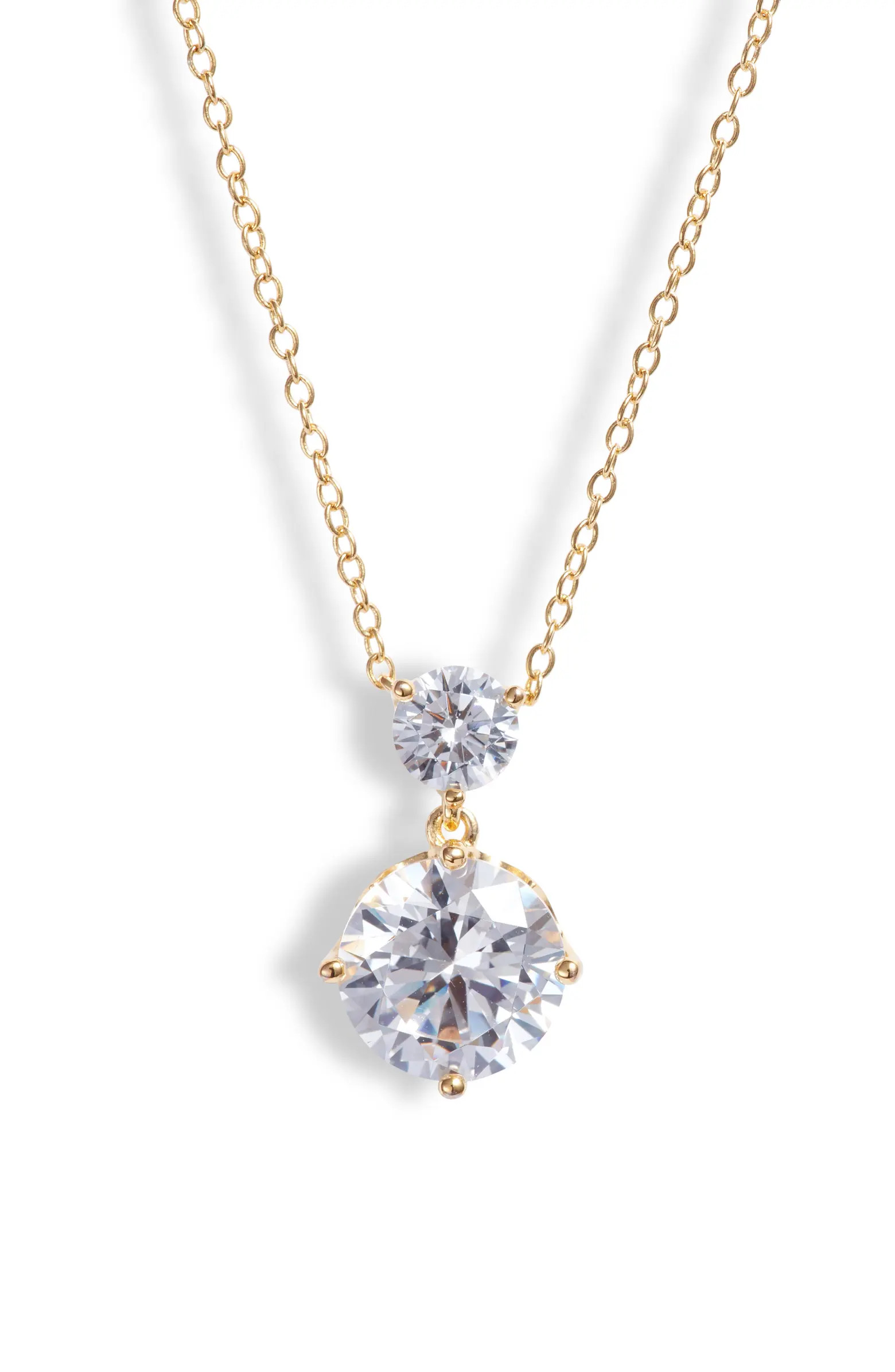 Nordstrom Double Cubic Zirconia Drop Pendant Necklace | Nordstrom | Nordstrom