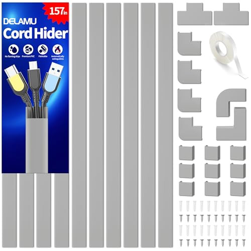 Delamu 157in Delamu Cord Hider Wall for Wall Mounted TV, Wire Hider Kit | Amazon (US)