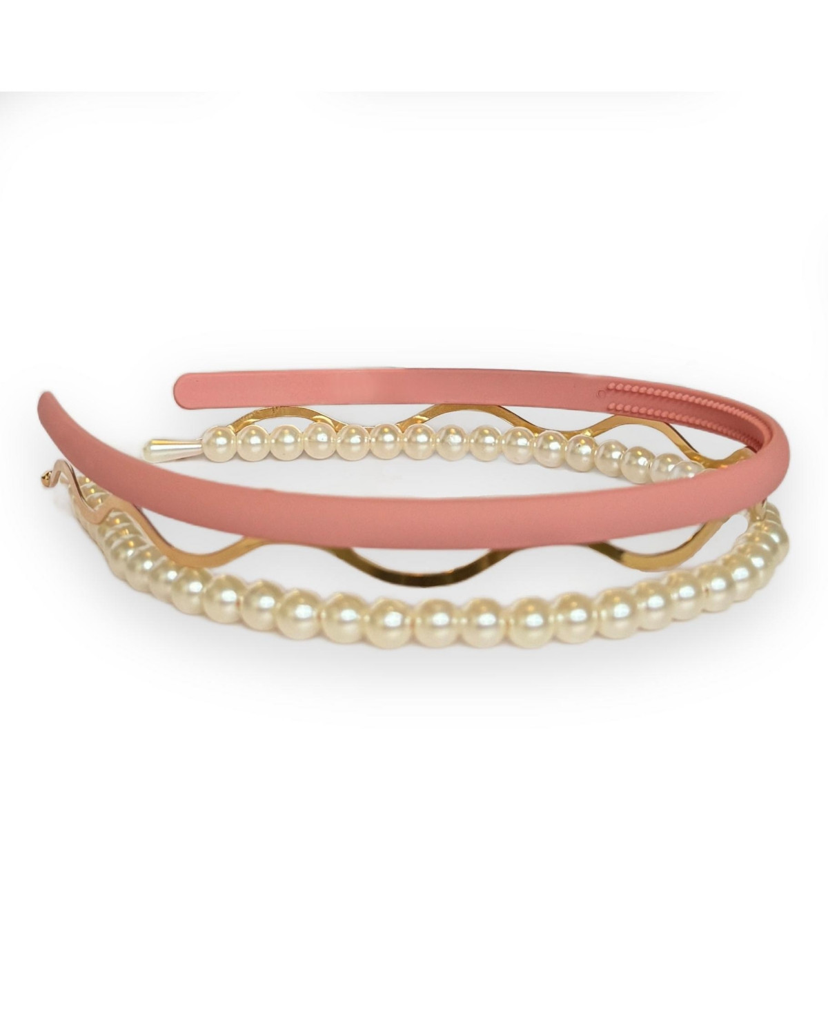 Headband Set - Pink + Pearl + Gold - Pink | Macy's