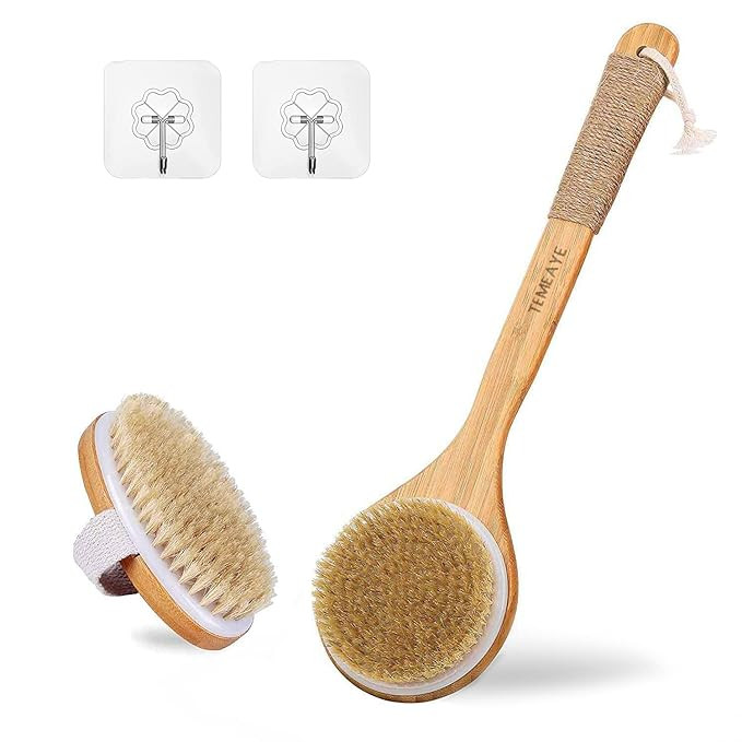 Dry Brush Body Brush-Gentle Exfoliation, Set of 2, With 2 Wall Hook，Slong Brush Can go Straight... | Amazon (US)