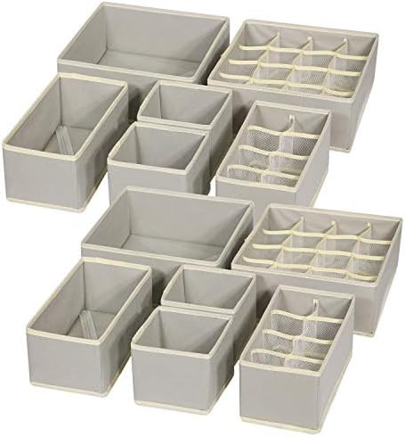 12 Pack Foldable Drawer Organizer Dividers Cloth Storage Box Closet Dresser Organizer Cube Fabric... | Amazon (US)