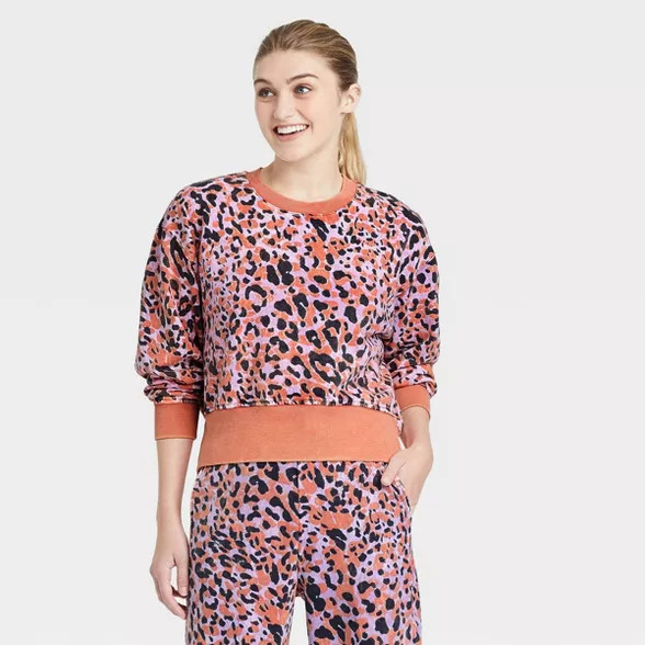 Women's French Terry Acid Wash Crewneck Pullover - JoyLab™ | Target