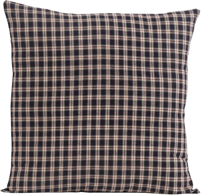 VHC Brands Bingham Star Plaid Cotton Americana Bedding Square Euro Sham, 26" x 26", Soft Black | Amazon (US)