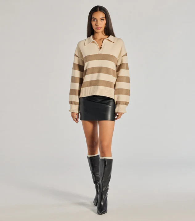 Stripe Sensation Collared Pullover Sweater | Windsor Stores