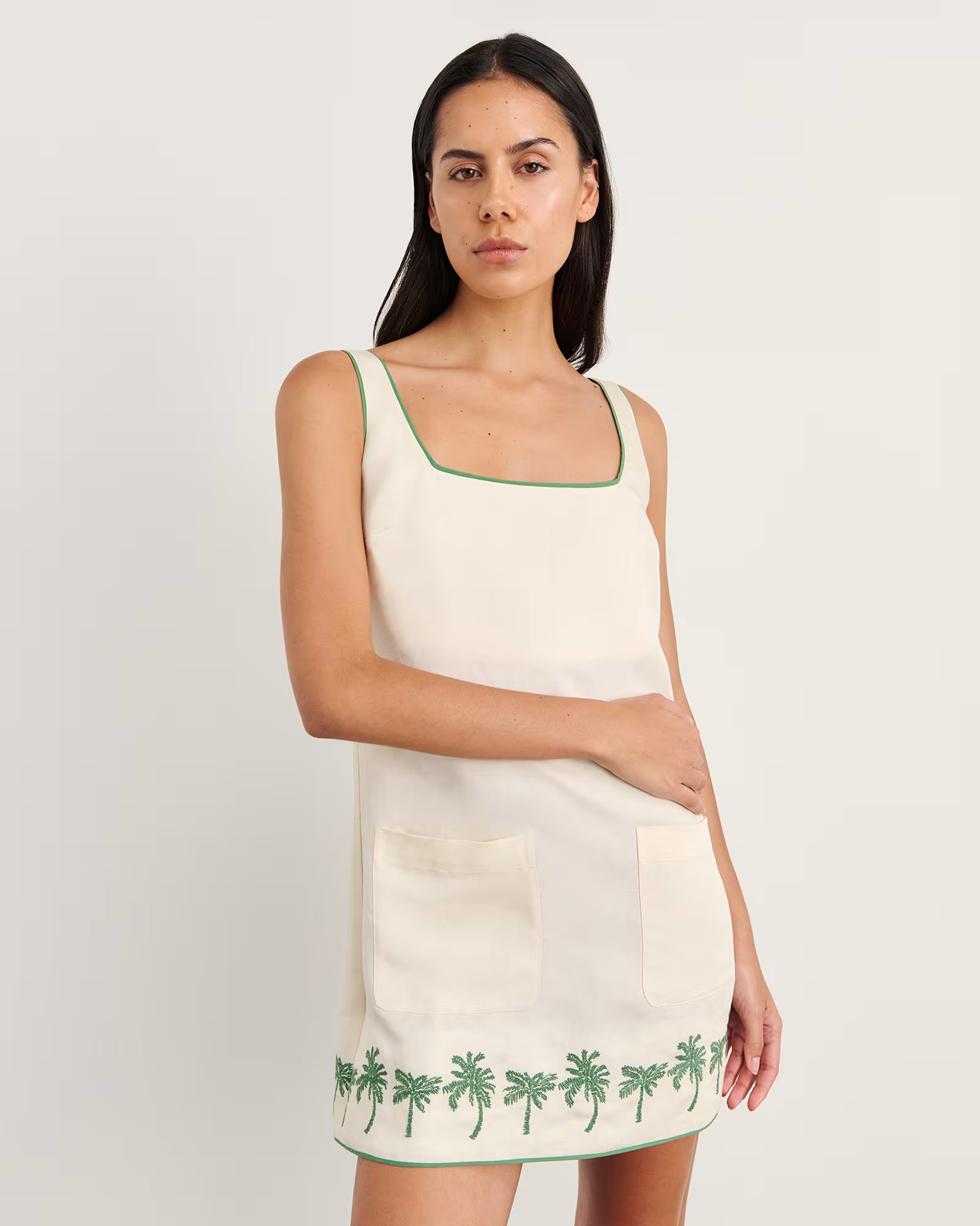 Palm Embroidered Mini Dress | JAG (Australia & New Zealand)