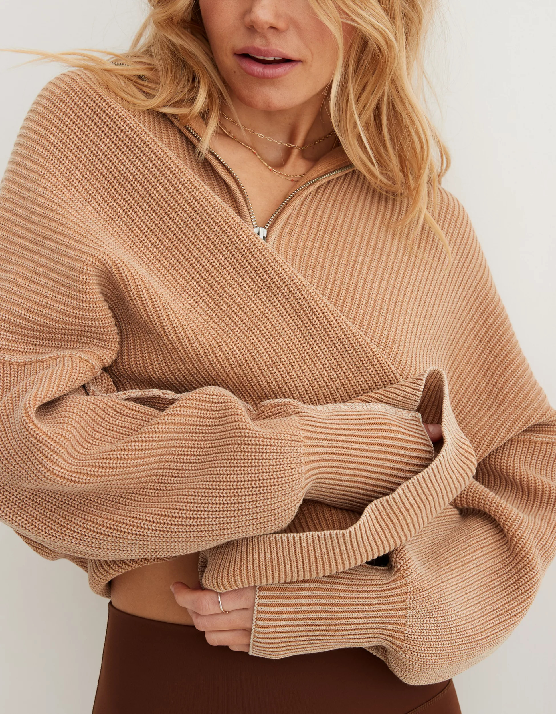 Aerie Beyond Quarter Zip Sweater | Aerie