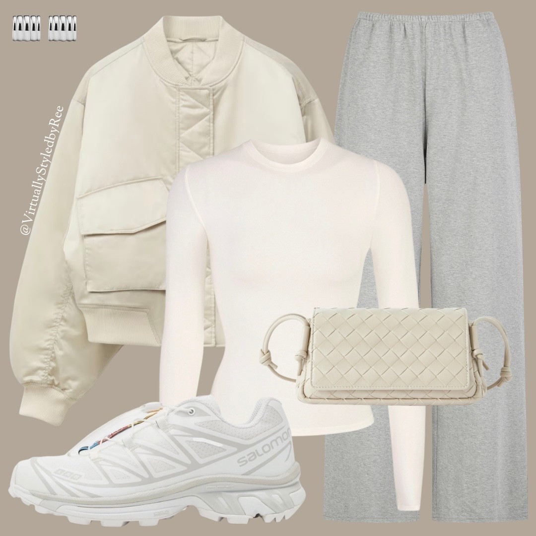 Neutral athleisure that looks expensive but feels like loungewear, perfect for running errands or the school run 🤍

This is the effortless off-duty outfit look I keep reaching for:
• cozy grey sweats
• the perfect cream bomber
• sleek long sleeve base layer
• comfy everyday sneakers
• a chic woven mini bag to pull it all together

Easy, elevated, and perfect for errands, travel days, or casual coffee runs.



#LTKuk #LTKeurope #LTKspring