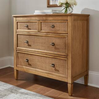 Marsden Patina Wood Finish 3-Drawer Cane Chest of Drawers (38 in W. X 36 in H.) | The Home Depot