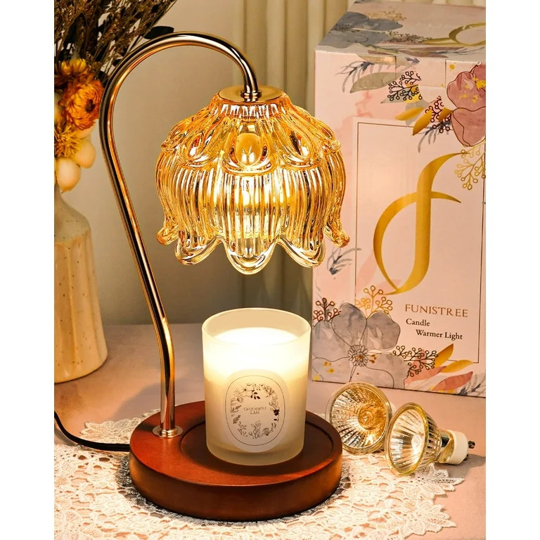 Funistree Flower Candle Warmer Lamp with Timer, Electric Top Down Wax Melter for Jar Candles, Amb... | Walmart (US)