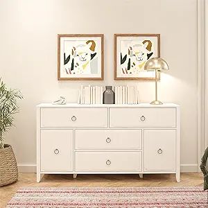 Novogratz Her Majesty 4 Drawer/2 Door Wide Dresser, Soft White | Amazon (US)