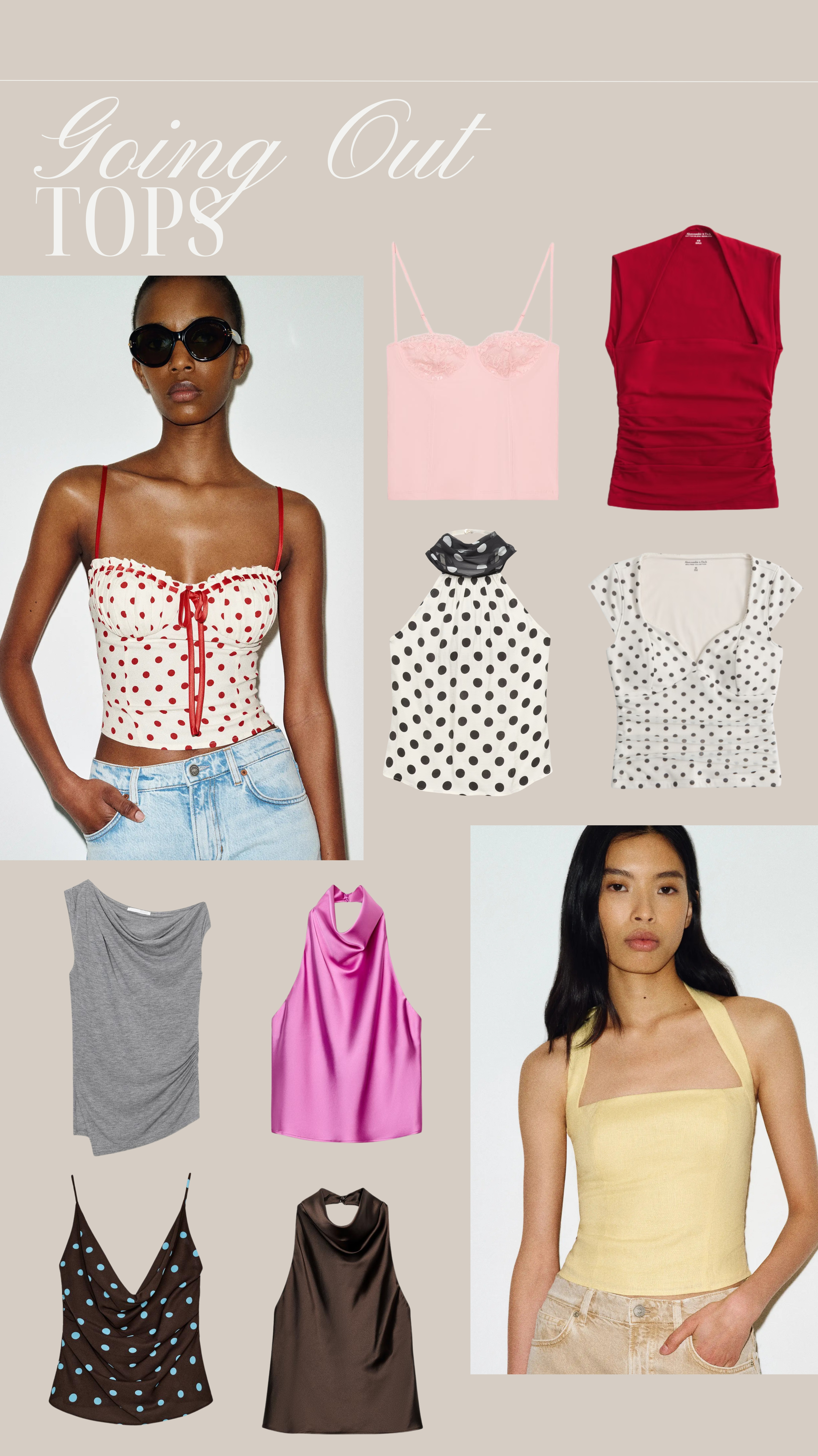 Spring going out tops ✨🩷

night out, girls night, jeans and a nice top, corset, corset top, satin top, halter neck, polka dot, cami 

 

#LTKeurope #LTKdatenight #LTKpartywear