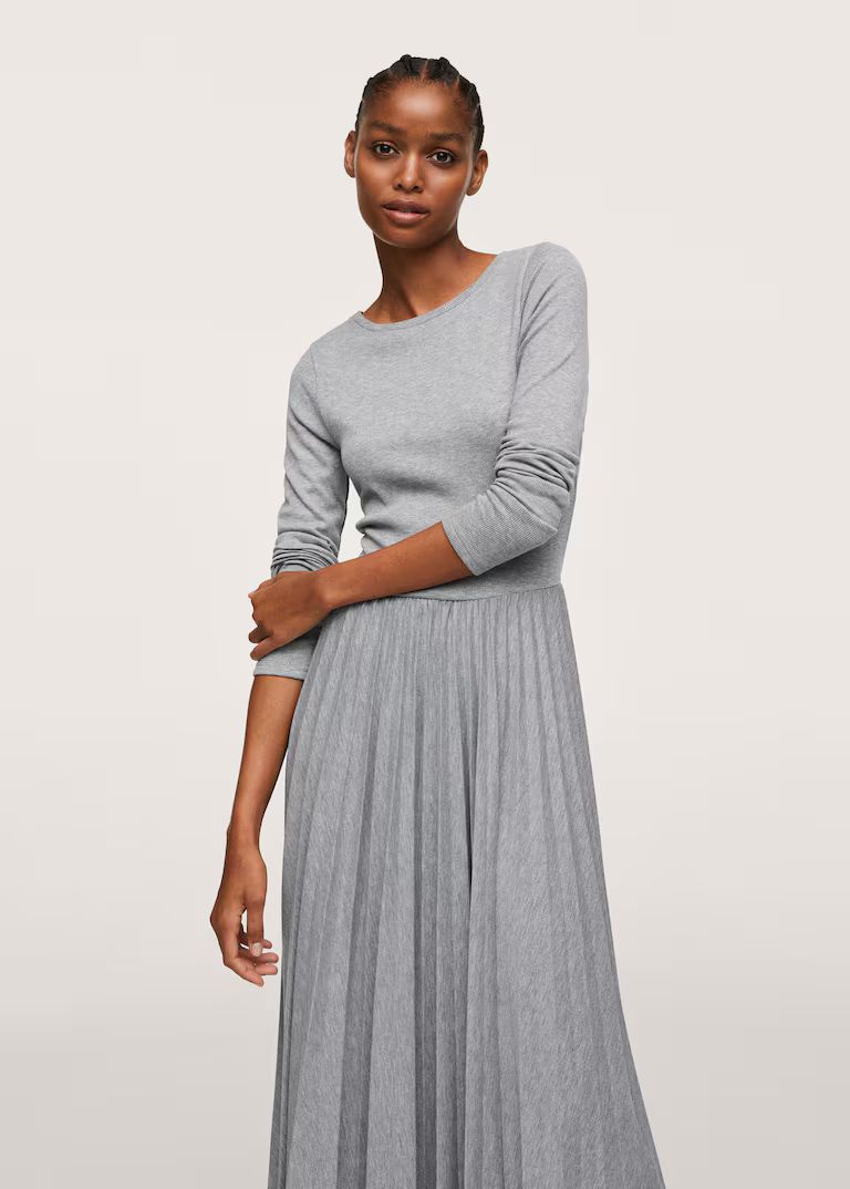 Pleated knitted dress -  Women | Mango USA | MANGO (US)