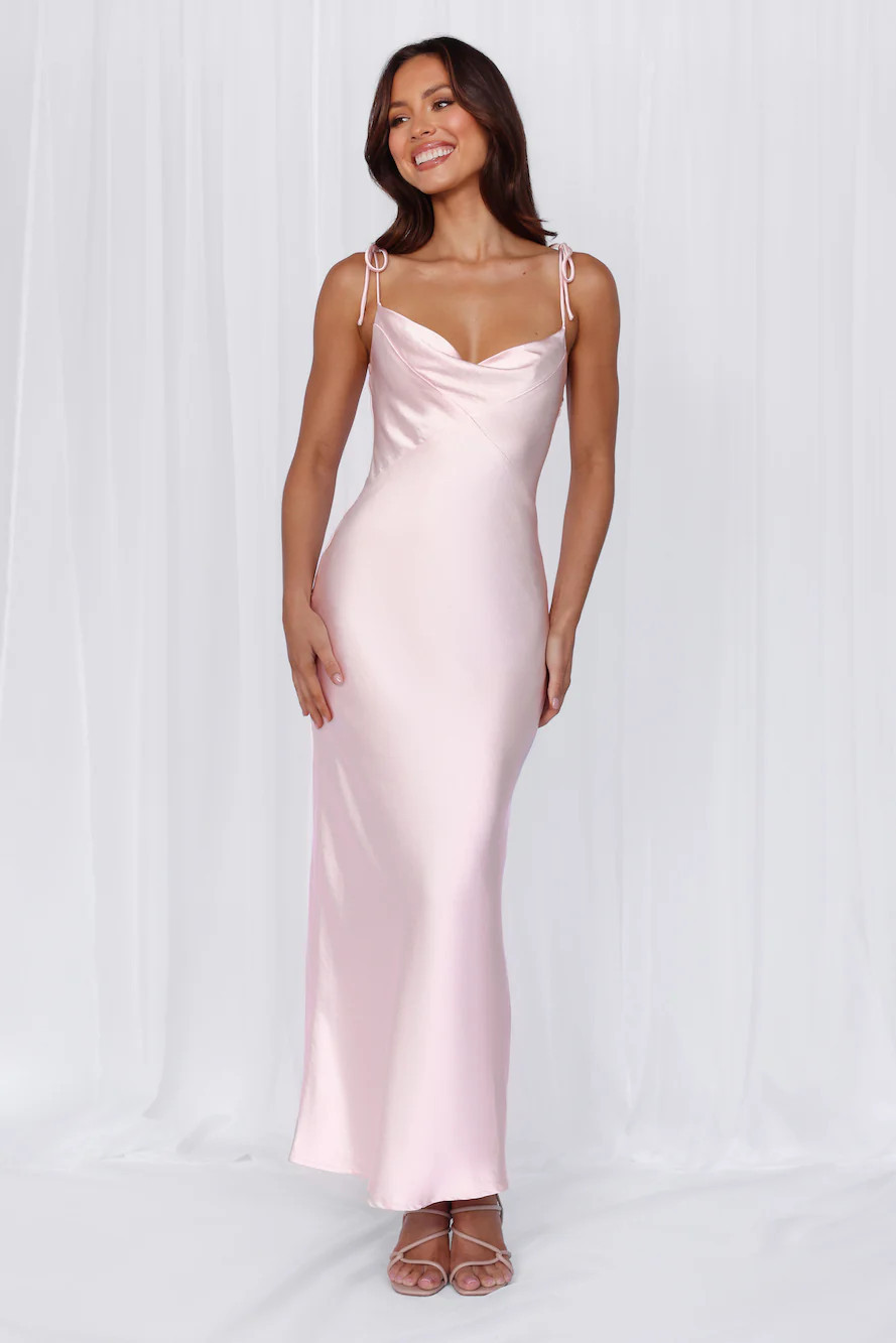 The Penelope Cowl Satin Maxi Dress Pink | Hello Molly (AU)
