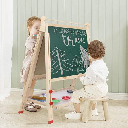 D-TOOLS Wooden Kids Easel Double Sided Standing Art Easel for Boys and Girls with Paper Roller | Walmart (US)