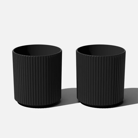 Veradek Demi Series 16" Plastic-Stone Planter - 2-Pack Black | Walmart (US)
