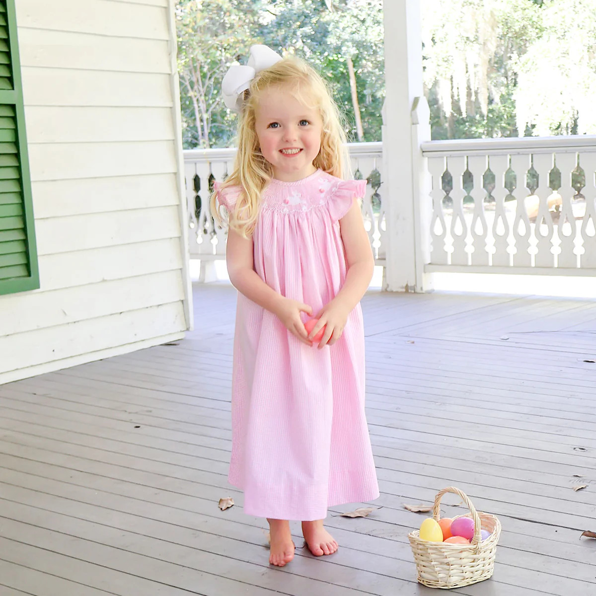 Hop Hop Bunnies Smocked Pink Gingham Dress | Classic Whimsy