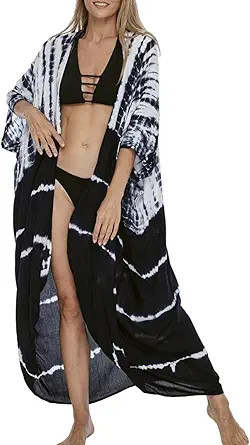 Chunoy Women Loose Long Flowy Open Front Kimono Cardigan Beach Wear Cover Up | Amazon (US)