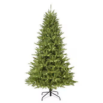 Puleo International 7.5-ft Fraser Fir Pre-lit Artificial Christmas Tree with LED Lights | Lowe's