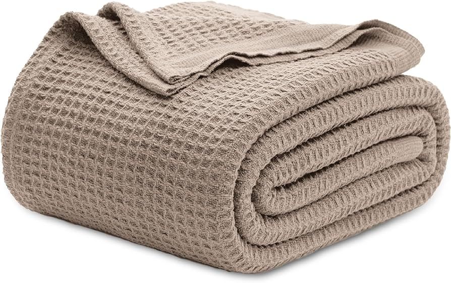 Bedsure 100% Cotton Blankets Queen Size for Bed - Waffle Weave Blankets for Summer, Lightweight a... | Amazon (US)