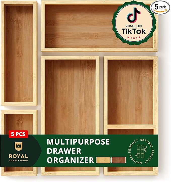 ROYAL CRAFT WOOD Luxury Bamboo Tea Storage Chest - Multi-Use Drawer Organizer Set for Tea Bags, K... | Amazon (US)