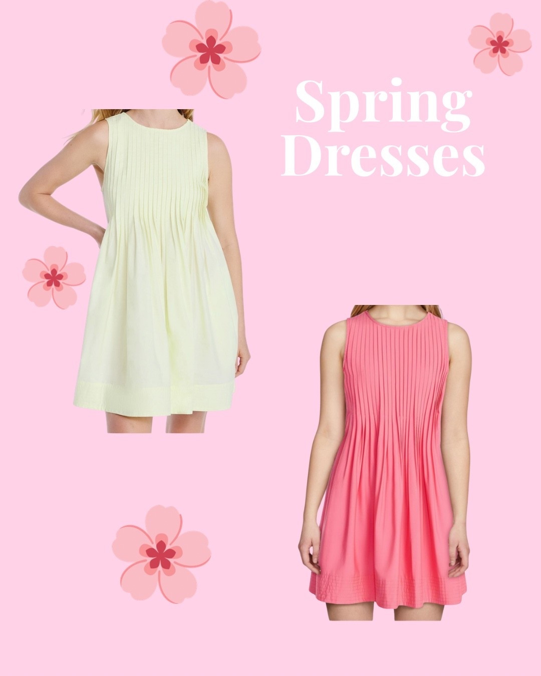 Spring dresses 🌸 Pleated melon pink and light yellow dresses perfect for spring and Easter 💐

#LTKSpringSale #LTKSeasonal