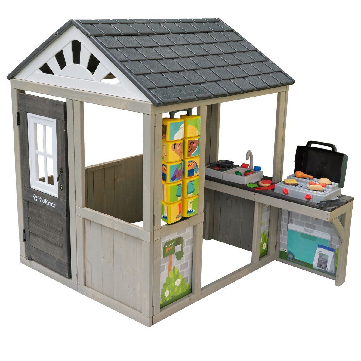 KidKraft Patio Party Wooden Outdoor Playhouse with Spinner Block Puzzle - 14pc | Target