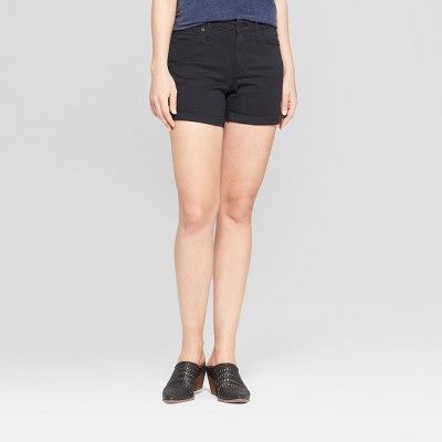 Women's High-Rise Double Cuff Midi Jean Shorts - Universal Thread™ Black | Target