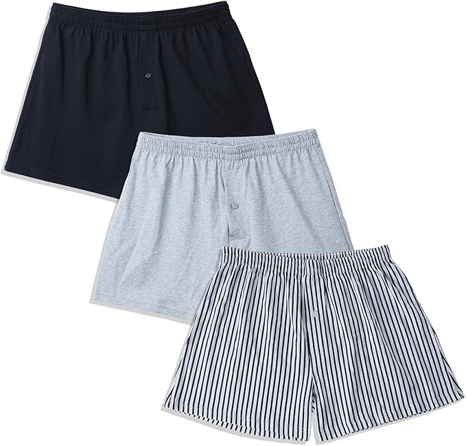 Boxers Shorts Mens Stretch Knit Boxer Shorts Solid Underwear Plaid Striped Cotton Sleep Short Tar... | Amazon (US)