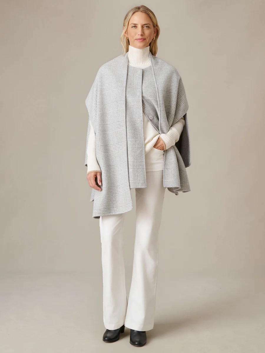 Gray/Off_White Plaid Haley Cape | Women's Wraps & Ponchos | J.McLau... | J.McLaughlin