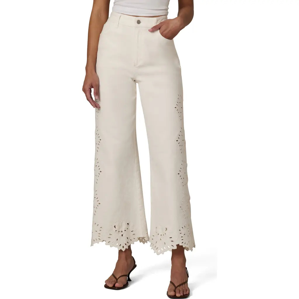 Joe's The Mia Embroidered High Waist Ankle Straight Leg Jeans in Ecru Floral at Nordstrom, Size 27 | Nordstrom