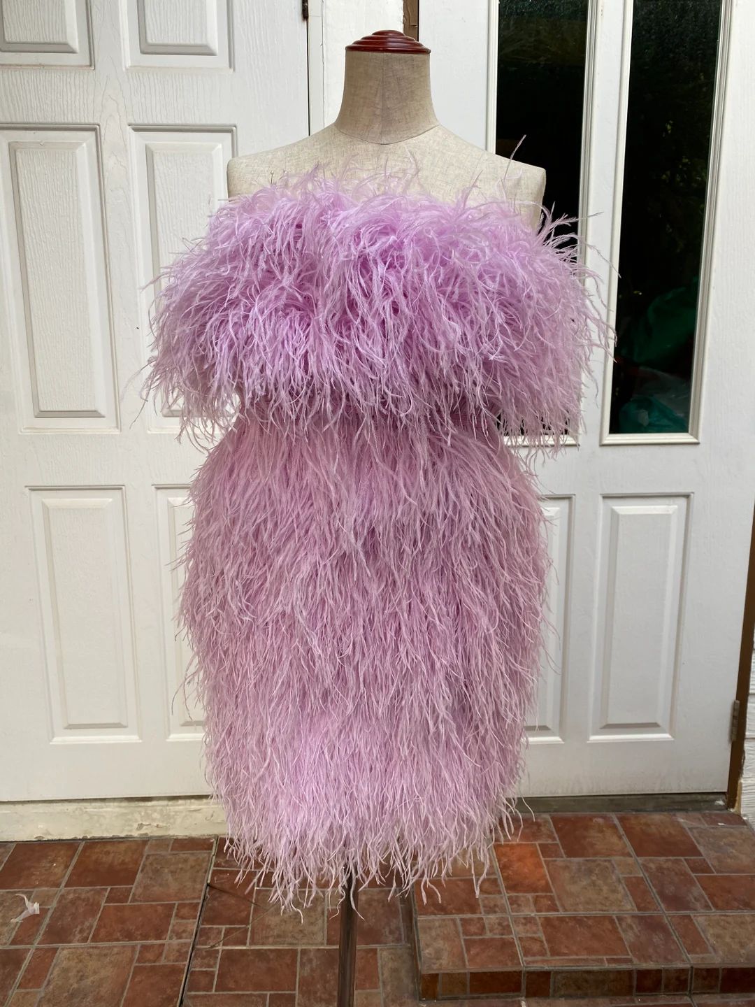 Sginstar Sweet Purple Ostrich Feather Strapless Mini Dress for - Etsy | Etsy (US)