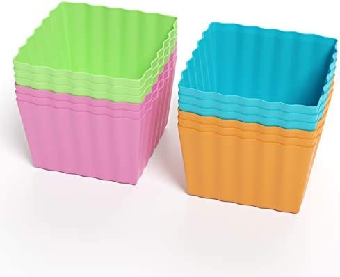 Bakerpan Silicone Mini Cake Holders, Baking Cups, 1.5 Inch Squares, 12 Pack | Amazon (US)